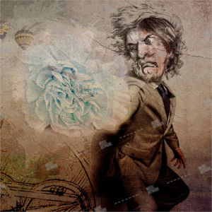 album art with a man and a flower