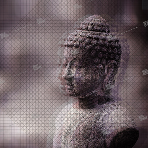 Music album artwork with a Buddha