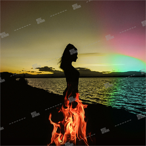 Music album cover showing a girl on fire
