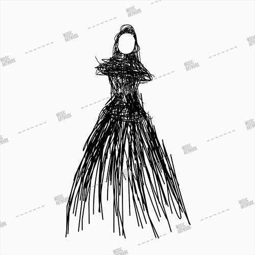 Artwork with a woman wearing a long black dress