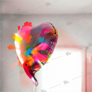 album artwork with coloured balloon