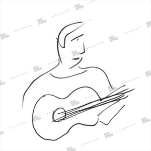 album art with a guitar player sketch