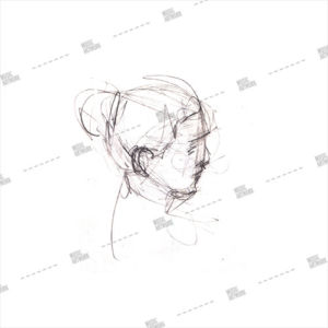 Album artwork design with pencil art and girl