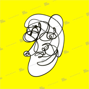 album art with lineart on yellow background
