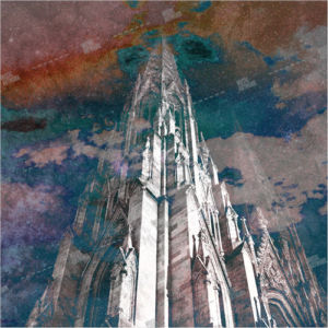 Album artwork design with gothic temple