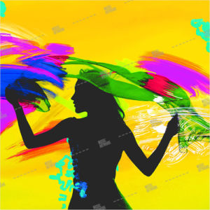 Album artwork design with girl and colors