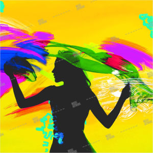 Album artwork design with girl and colors