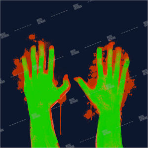 album art with hands and blood