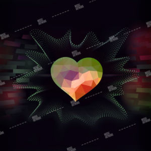 album art design with heart on dark electronic background