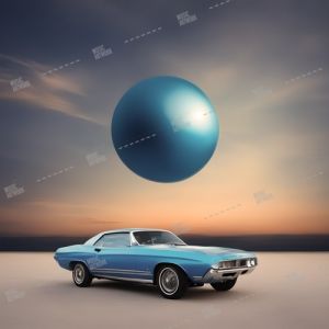 car and blue ball