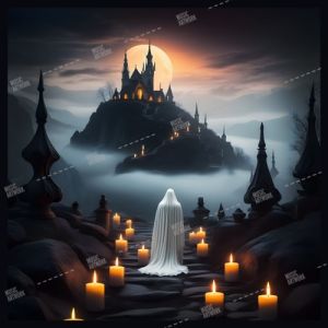 goth dark castle and candles