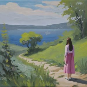 girl painting in nature