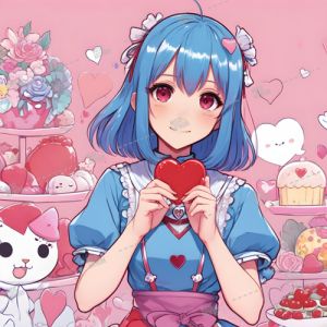 manga girl holding heart
